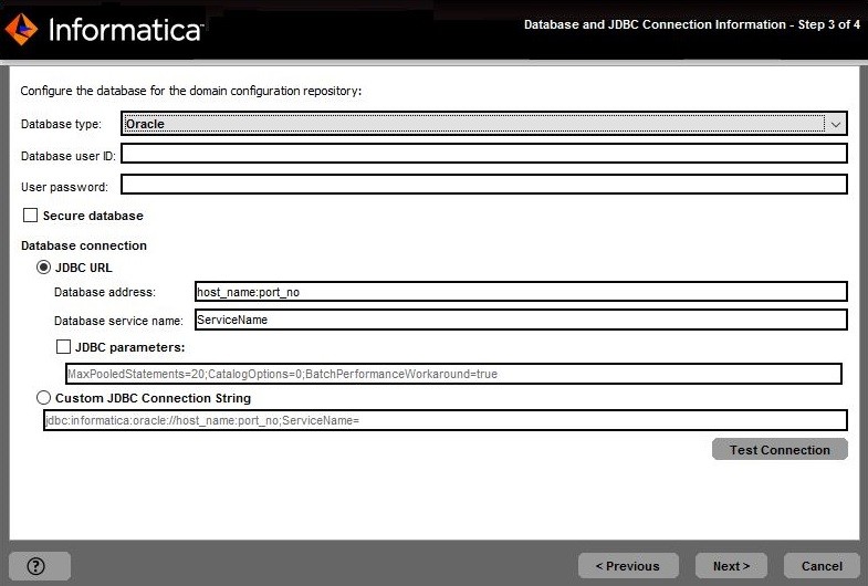 This image describes about configuring the database for the domain configuration repository. 
				  