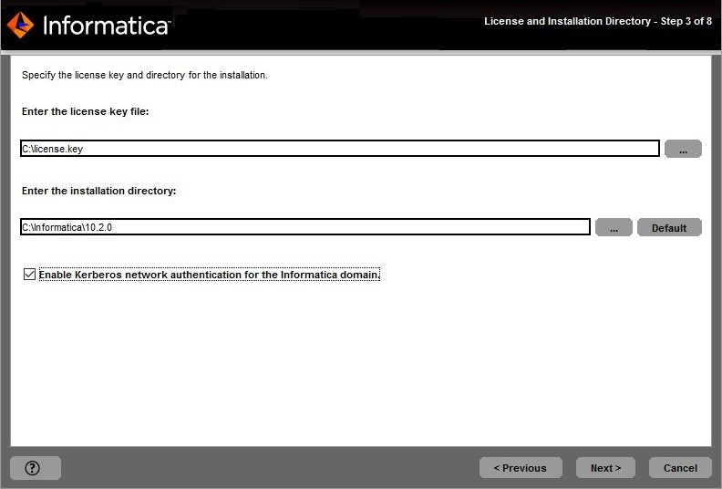 This image describes about enabling the kerberos network for the informatica domain. 
				  