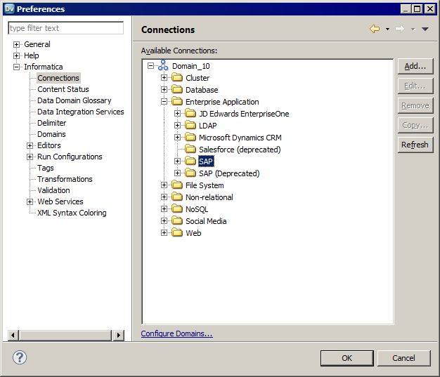 El cuadro de di&aacute;logo Conexiones muestra la categor&iacute;a de la conexi&oacute;n con SAP en desuso y la nueva categor&iacute;a de conexi&oacute;n con SAP que debe utilizar. 
					 