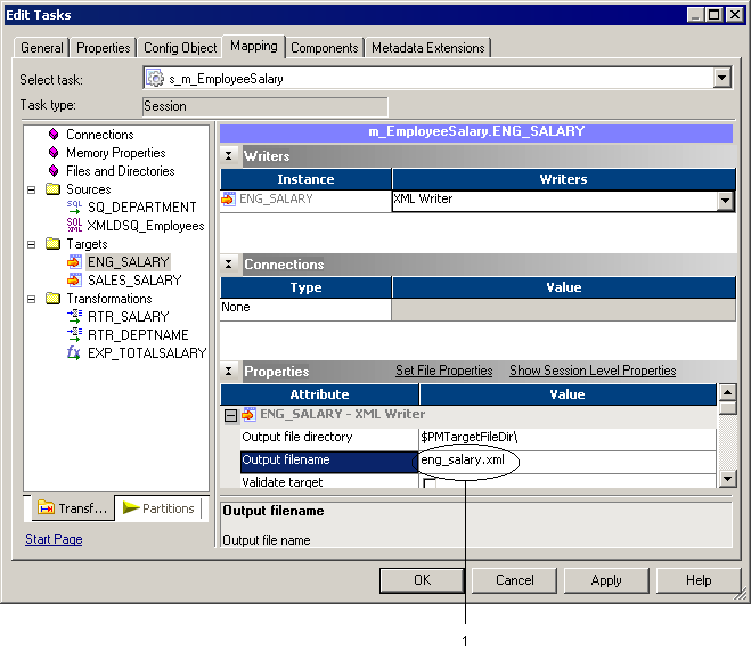 eng_salary.xml appears as the Output Filename value. 
				  