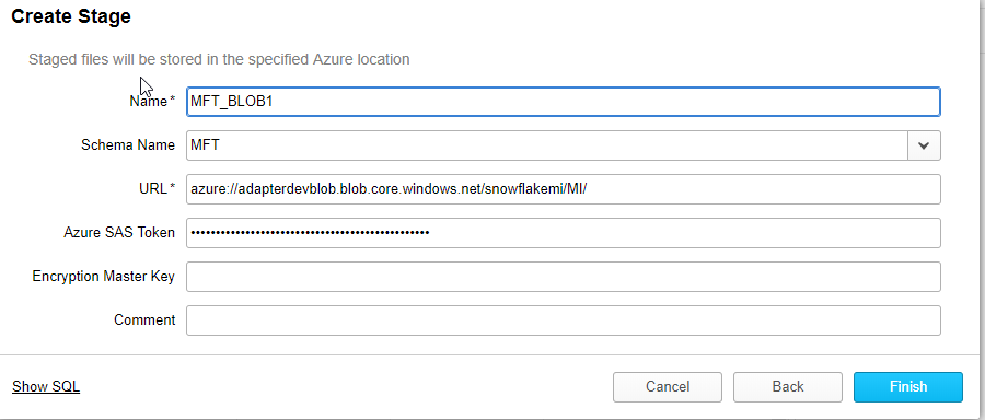 You can view the details of the stage URL created in Snowflake. 
			 