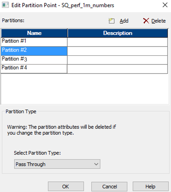 You can add partitions in the Edit Partion Point dialog box.